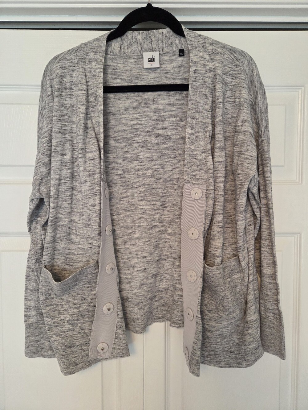 Cabi Light Heather Gray Button Cardigan